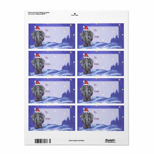 Elephant Kerstmis Etiket (Full Sheet)