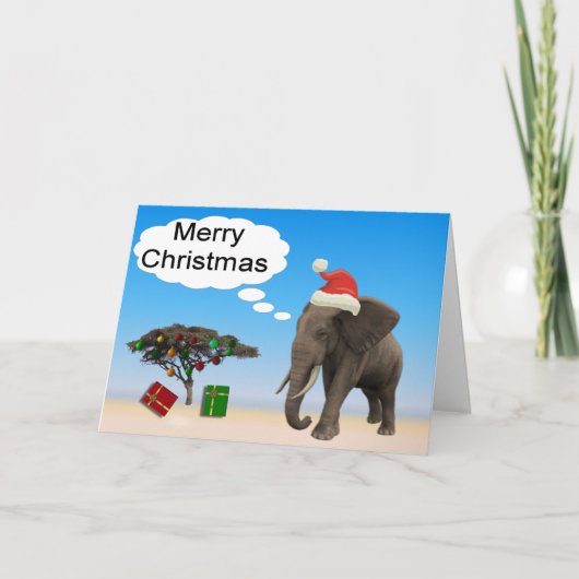 Elephant Kerstmis Feestdagen Kaart (Voorkant)