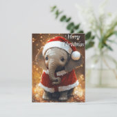 Elephant Kerstmis Feestdagenkaart (Staand voorkant)
