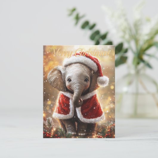 Elephant Kerstmis Feestdagenkaart (Staand voorkant)