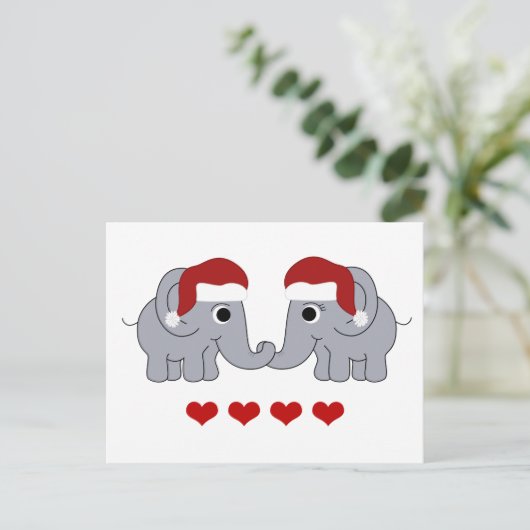 Elephant Kerstmis Feestdagenkaart (Staand voorkant)