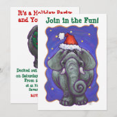 Elephant Kerstmis Kaart (Voorkant / Achterkant)