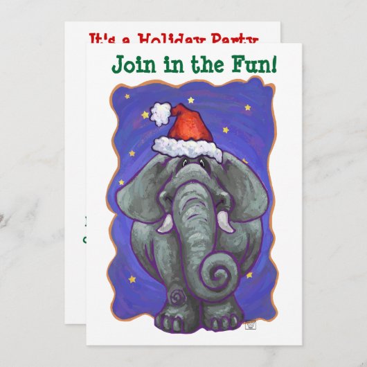 Elephant Kerstmis Kaart (Voorkant / Achterkant)