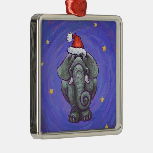 Elephant Kerstmis Metalen Ornament (Rechts)