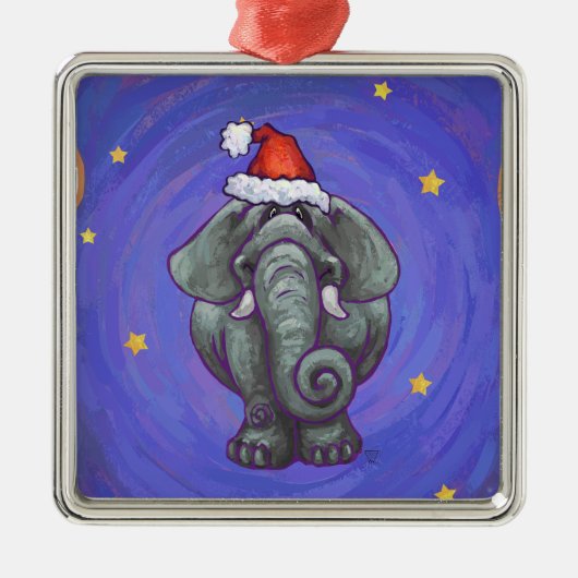 Elephant Kerstmis Metalen Ornament (Voorkant)