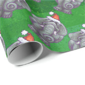 Elephant Kerstmis op groen Cadeaupapier (Rol Hoek)