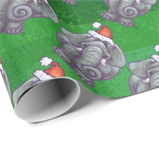 Elephant Kerstmis op groen Cadeaupapier (Rol Hoek)
