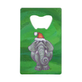 Elephant Kerstmis op groen Creditkaart Flessenopener (Voorkant)