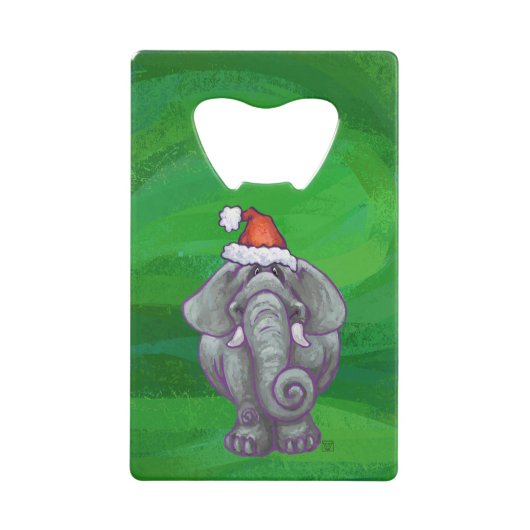 Elephant Kerstmis op groen Creditkaart Flessenopener (Voorkant)