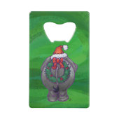 Elephant Kerstmis op groen Creditkaart Flessenopener (Achterkant)
