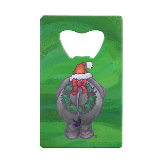 Elephant Kerstmis op groen Creditkaart Flessenopener (Achterkant)