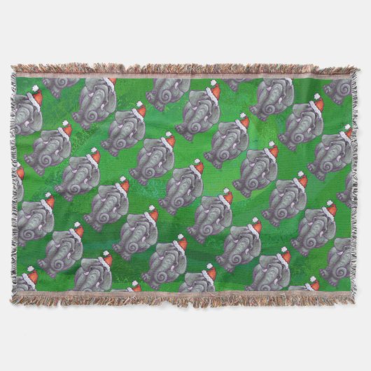 Elephant Kerstmis op groen Deken (Voorkant)