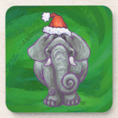 Elephant Kerstmis op groen Drankjes Onderzetter (Voorkant)