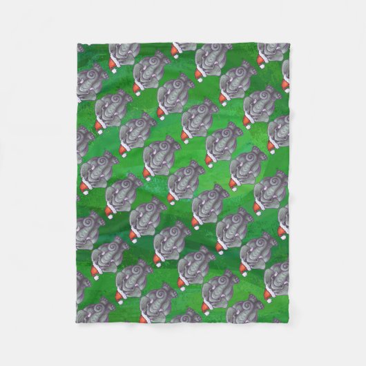 Elephant Kerstmis op groen Fleece Deken (Voorkant)