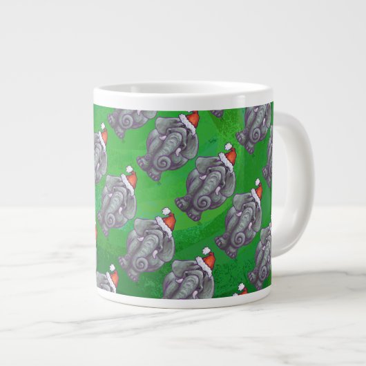 Elephant Kerstmis op groen Grote Koffiekop (Voorkant rechts)