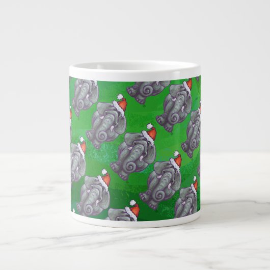 Elephant Kerstmis op groen Grote Koffiekop (Voorkant)