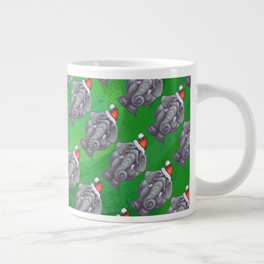 Elephant Kerstmis op groen Grote Koffiekop (Rechts)