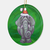 Elephant Kerstmis op groen Keramisch Ornament (Links)