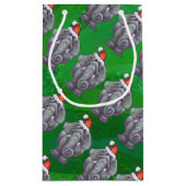 Elephant Kerstmis op groen Klein Cadeauzakje (Achterkant)