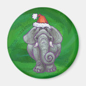 Elephant Kerstmis op groen Magneet (Voorkant)
