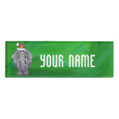 Elephant Kerstmis op groen Naambadge (Voorkant)