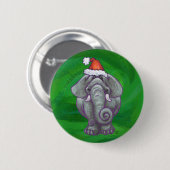 Elephant Kerstmis op groen Ronde Button 5,7 Cm (Voorkant /achterkant)
