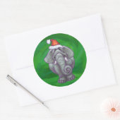 Elephant Kerstmis op groen Ronde Sticker (Envelop)
