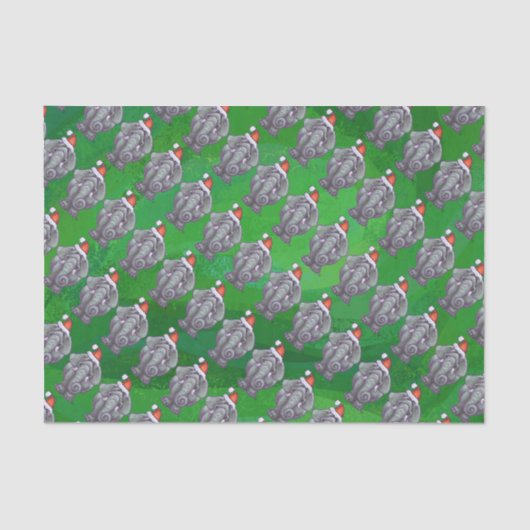 Elephant Kerstmis op groen Tissuepapier (Voorkant)