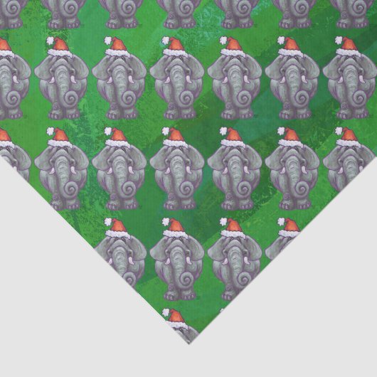 Elephant Kerstmis op groen Tissuepapier (Detail)