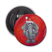 Elephant Kerstmis op rood Button Flesopener (Voorkant)
