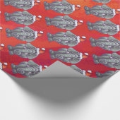 Elephant Kerstmis op rood Cadeaupapier (Hoek)