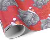 Elephant Kerstmis op rood Cadeaupapier (Rol Hoek)