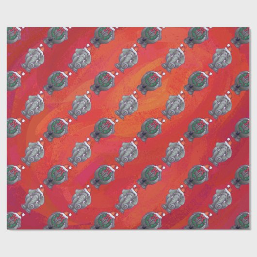 Elephant Kerstmis op rood Cadeaupapier (Vlak)