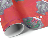 Elephant Kerstmis op rood Cadeaupapier (Rol Hoek)