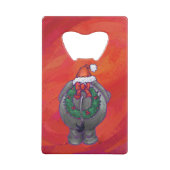 Elephant Kerstmis op rood Creditkaart Flessenopener (Achterkant)