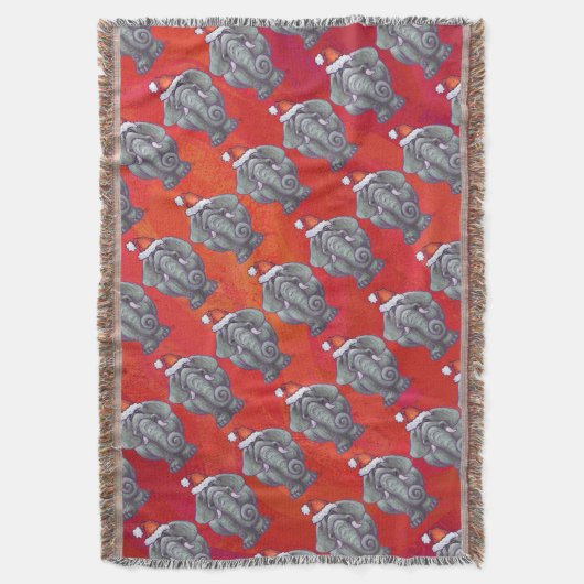 Elephant Kerstmis op rood Deken (Voorkant Verticaal)