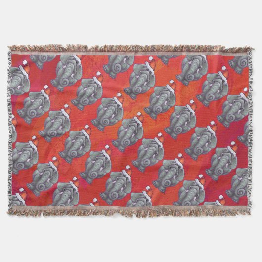 Elephant Kerstmis op rood Deken (Voorkant)