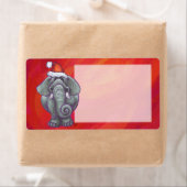 Elephant Kerstmis op rood Etiket (Insitu)