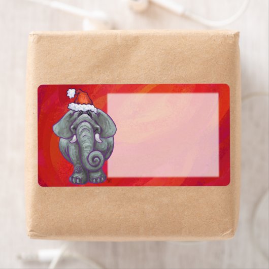 Elephant Kerstmis op rood Etiket (Insitu)
