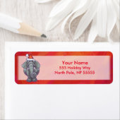 Elephant Kerstmis op rood Etiket (Insitu)