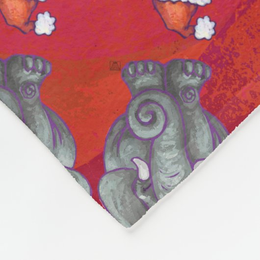 Elephant Kerstmis op rood Fleece Deken (Hoek)