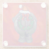 Elephant Kerstmis op rood Glazen Onderzetter (Achterkant)