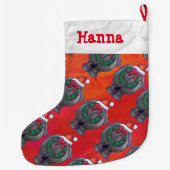 Elephant Kerstmis op rood Grote Kerstsok (Achterkant)