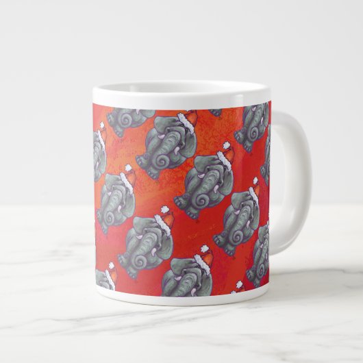 Elephant Kerstmis op rood Grote Koffiekop (Voorkant rechts)