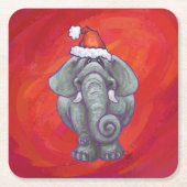 Elephant Kerstmis op rood Kartonnen Onderzetters (Voorkant)