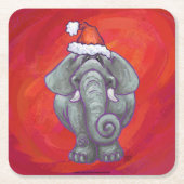Elephant Kerstmis op rood Kartonnen Onderzetters (Voorkant)