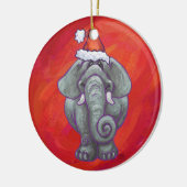 Elephant Kerstmis op rood Keramisch Ornament (Links)