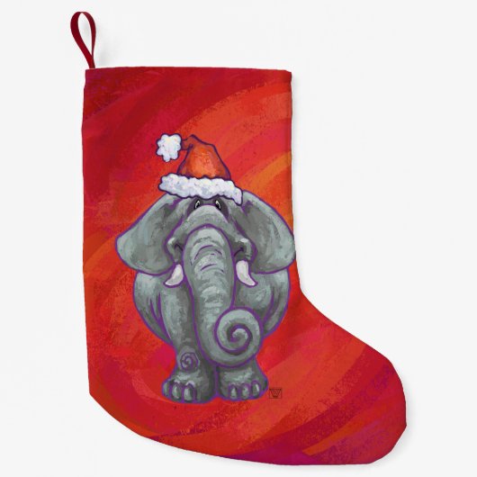 Elephant Kerstmis op rood Kleine Kerstsok (Voorkant)