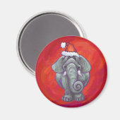 Elephant Kerstmis op rood Magneet (Voorkant / Achterkant)