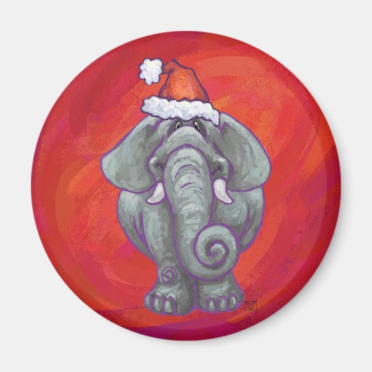 Elephant Kerstmis op rood Magneet (Voorkant)